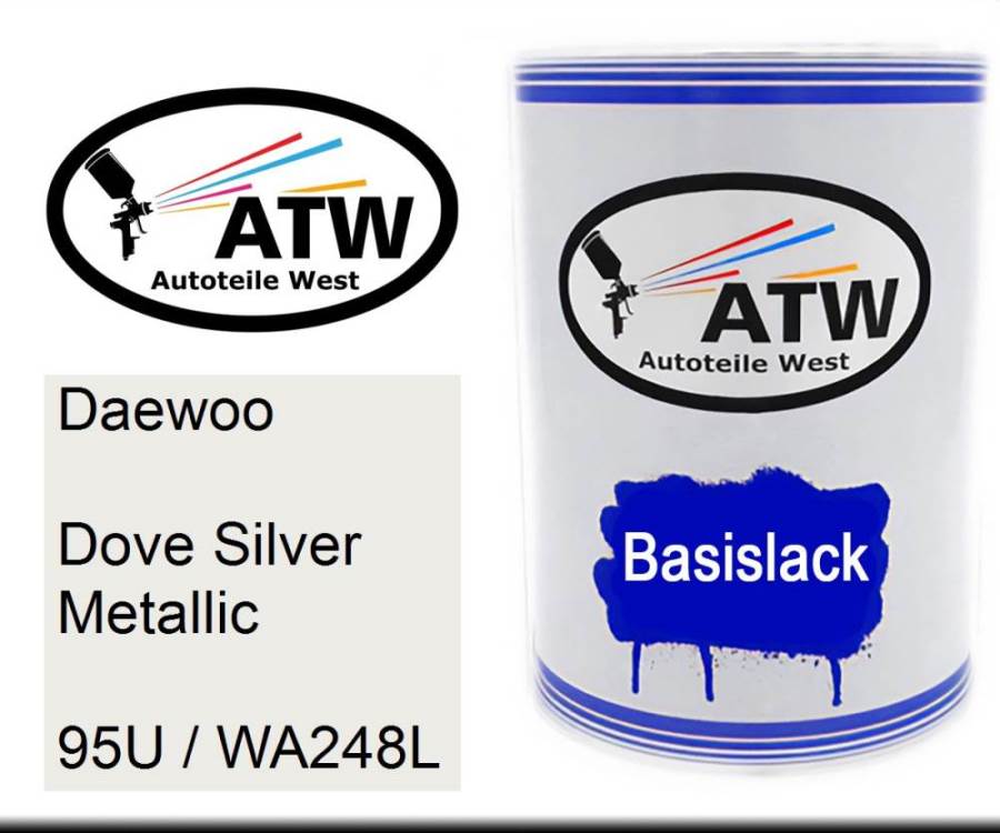 Daewoo, Dove Silver Metallic, 95U / WA248L: 500ml Lackdose, von ATW Autoteile West.